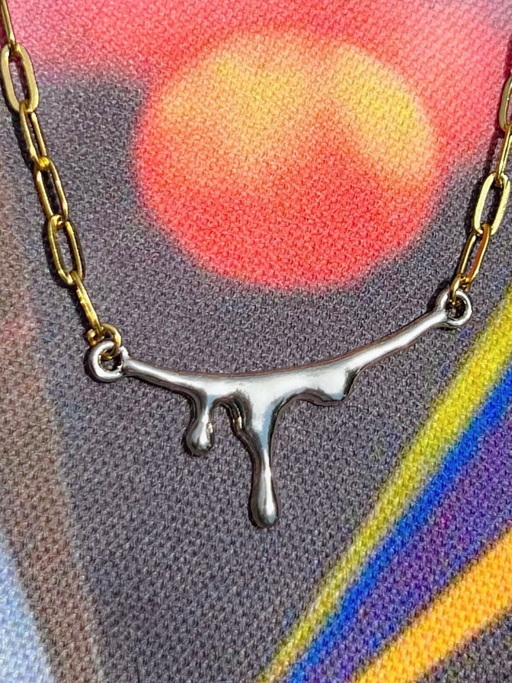 Mixed Metal Dripping Necklace